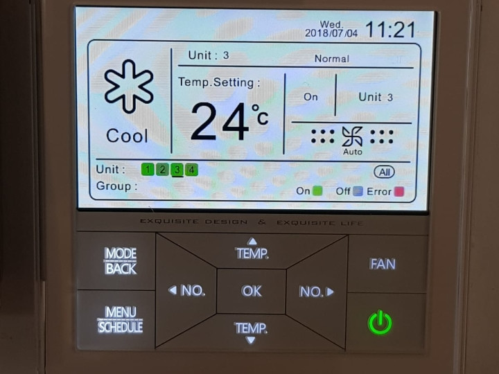 Pannello di gestione impianto condizionamento canalizzato
